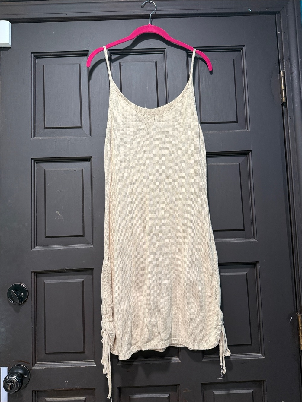 NWOT Cream Knit Spaghetti-Strap Swim Coverup Dress